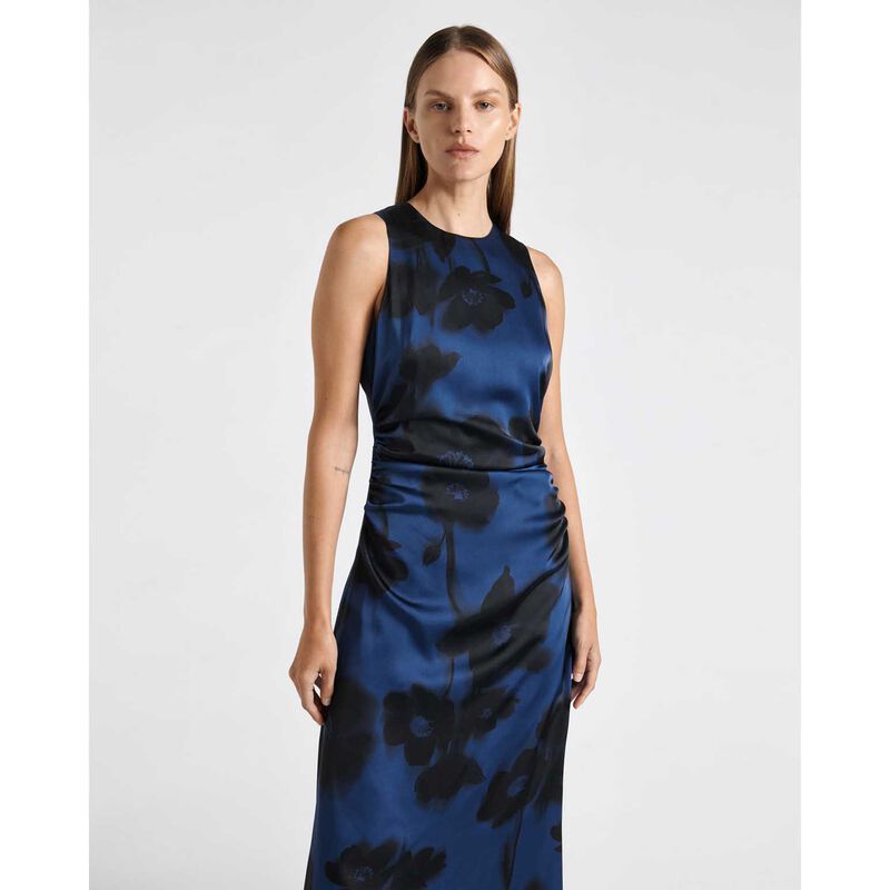 Cue Falling Floral Satin Midi Dress image number 3